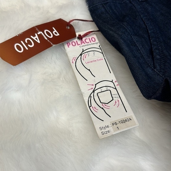 NWT Palacio Jeans Colombia Design dark blue flare bottom jeans size 1 - Picture 9 of 13